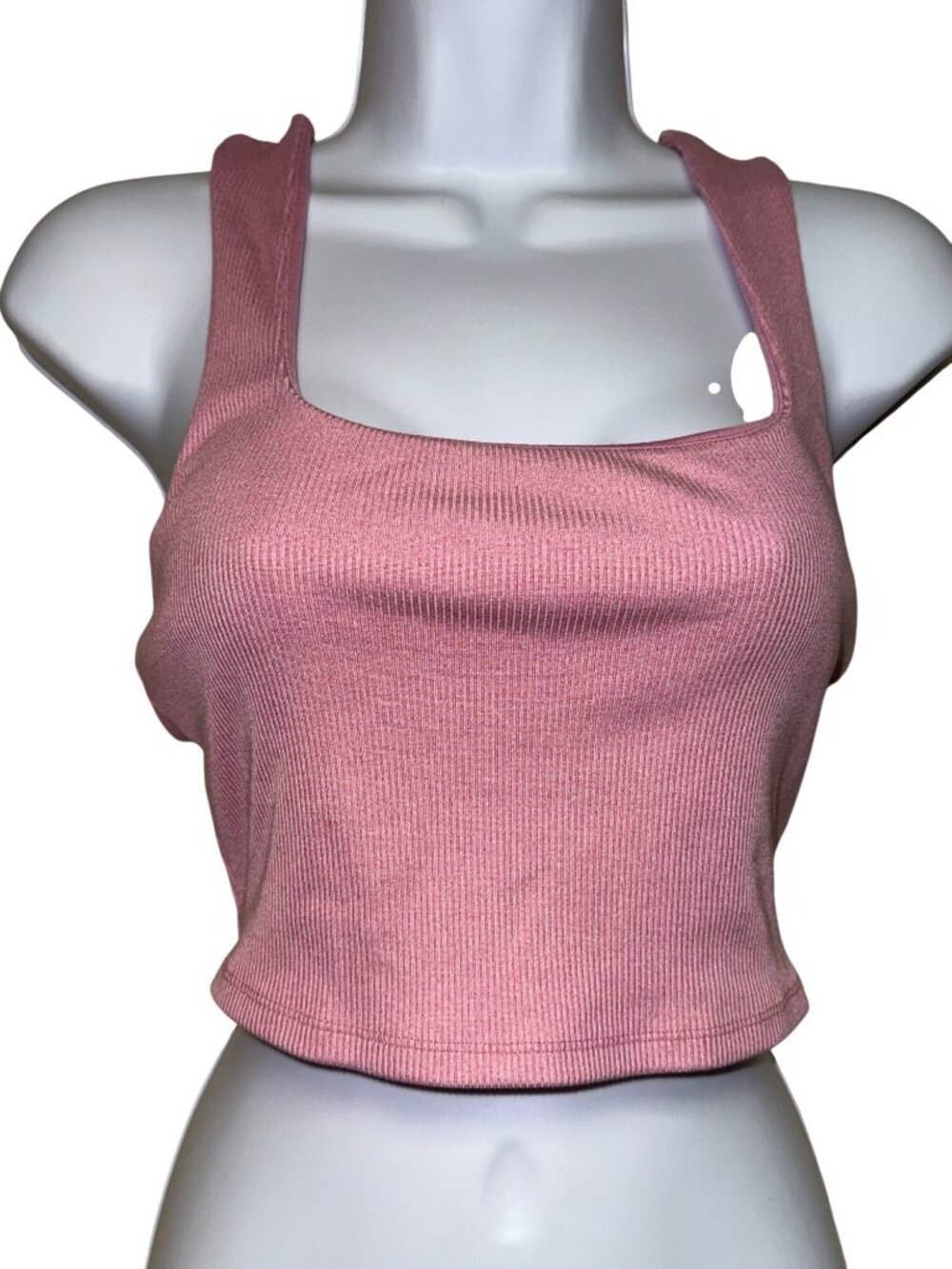ALO Yoga Ribbed Sports Bra Crop Tank Pink Mauve Small Shelf Bra Lined
